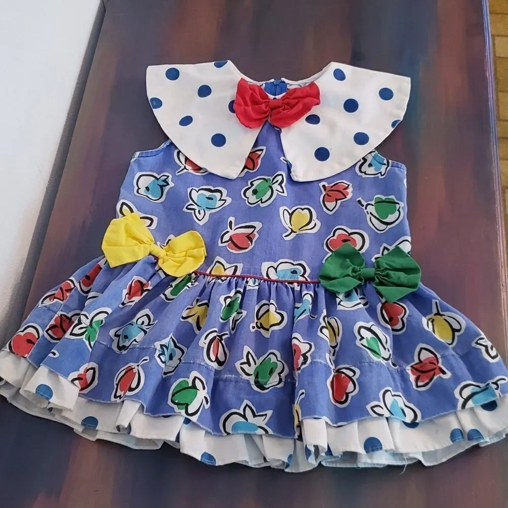 Vintage Child's Floral and Polka Dot Design Dress Sz 3?